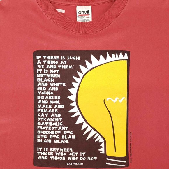 Vintage Dan Wilkins Inspirational Quote Single Stitch Graphic T-Shirt Men XL Red - Picture 3 of 5